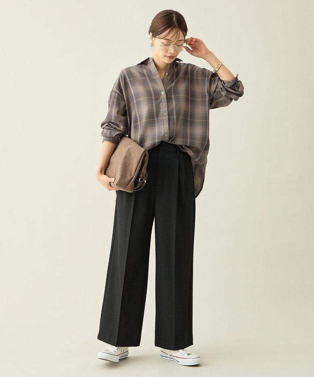 ANY 【LEE掲載/6サイズ展開/裏起毛/ウエストゴム】ウォームワイドパンツ ブラック