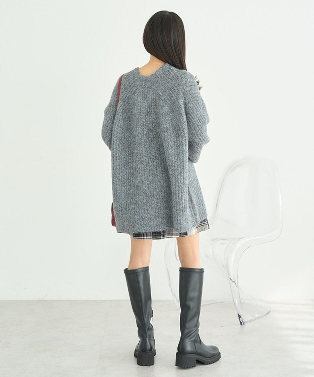 earth music&ecology ふわふわＭＩＸヤーンチュニック Charcoal Gray