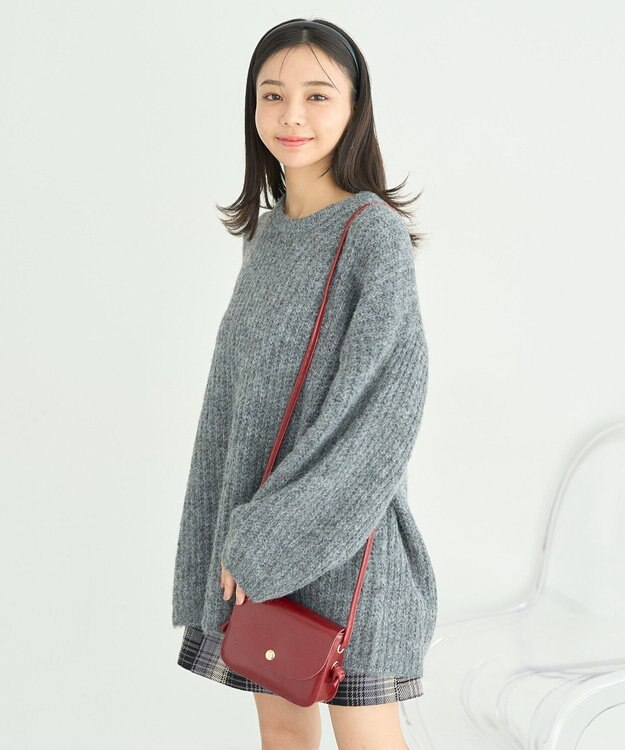 earth music&ecology ふわふわＭＩＸヤーンチュニック Charcoal Gray