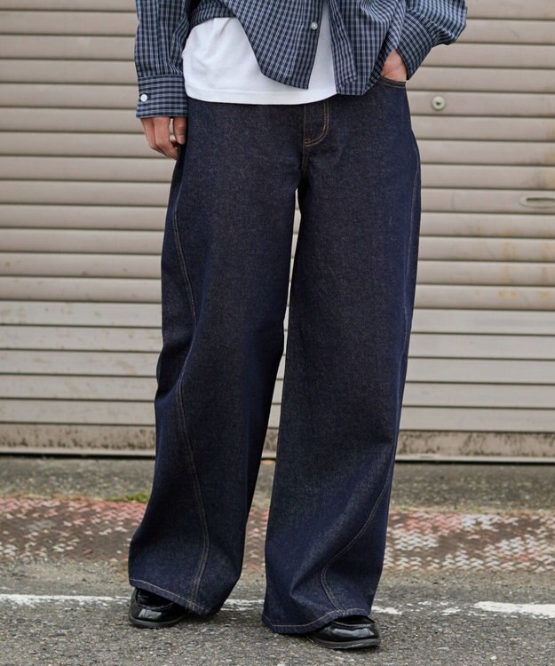 WEGO 【ユニセックス着用ITEM】カバーフィットフラップデニムパンツ デニムインディゴ