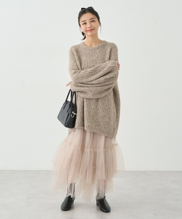 earth music&ecology ふわふわＭＩＸヤーンチュニック Beige