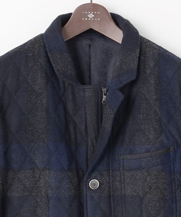 JOSEPH ABBOUD 【イタリア素材/軽量/中綿キルト】 スライバーチェックキルト ジャケット ネイビー系4