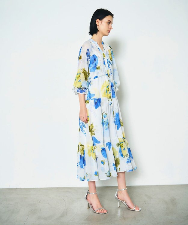 GRACE CONTINENTAL ビッグボタニカルシャツワンピース キナリ