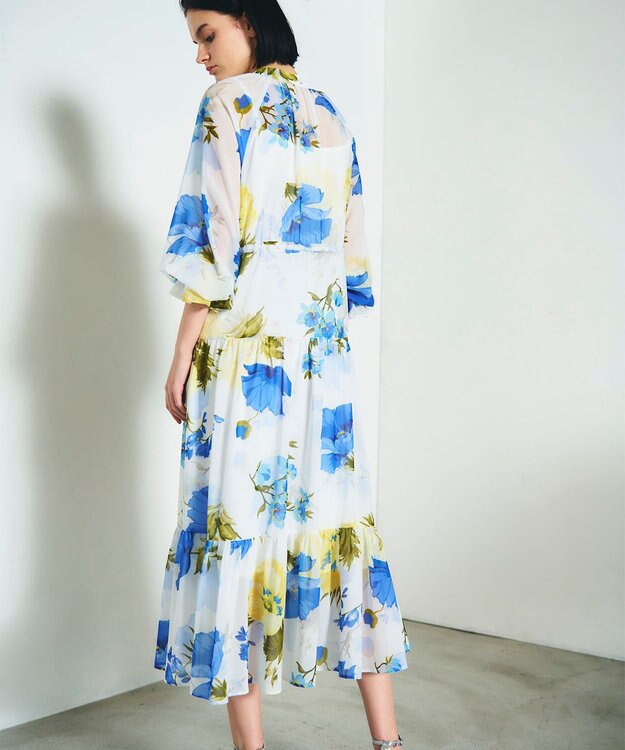 GRACE CONTINENTAL ビッグボタニカルシャツワンピース キナリ