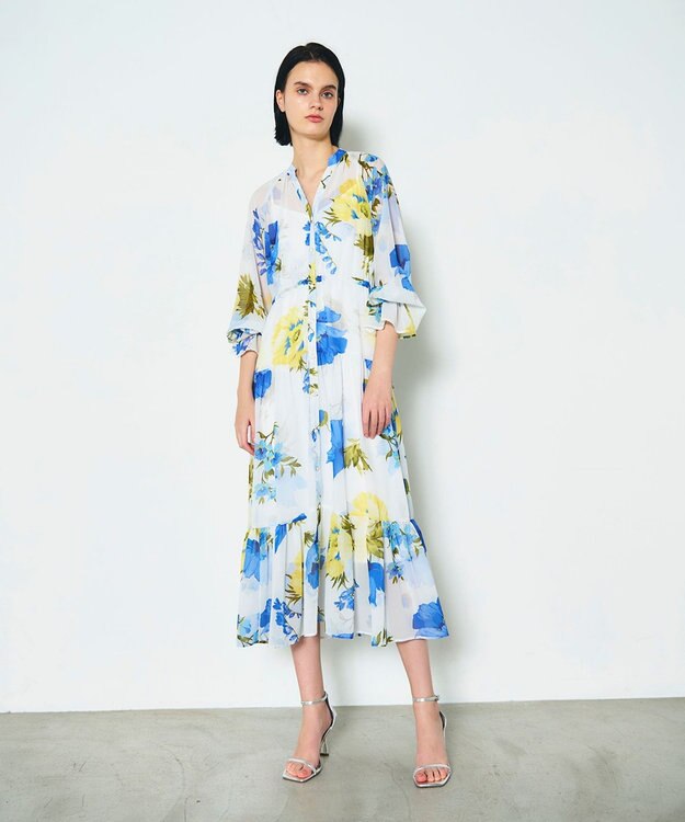 GRACE CONTINENTAL ビッグボタニカルシャツワンピース キナリ