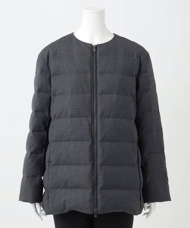 23区 S 【R(アール)】ウールダウン マフラー付きノーカラーコート グレー系