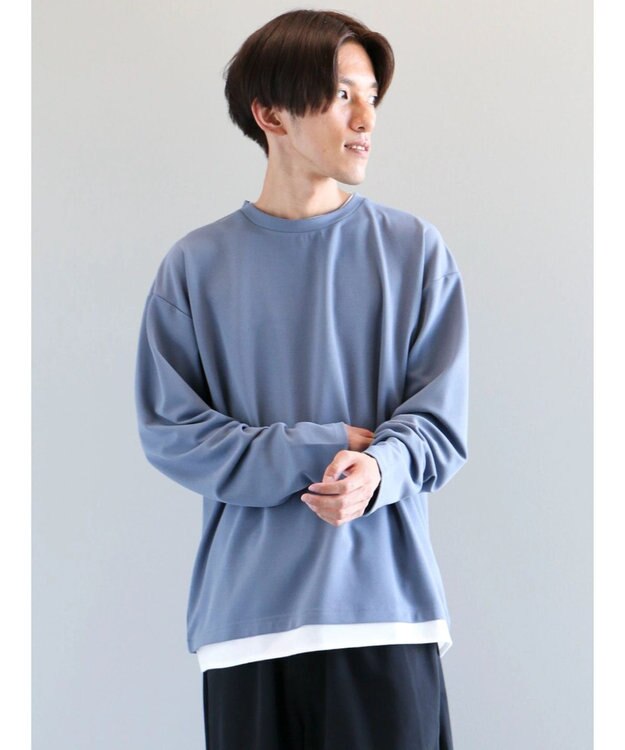 CRAFT STANDARD BOUTIQUE 梨地カットフェイクレイヤードＬ／Ｓ　ＴＥＥ Blue