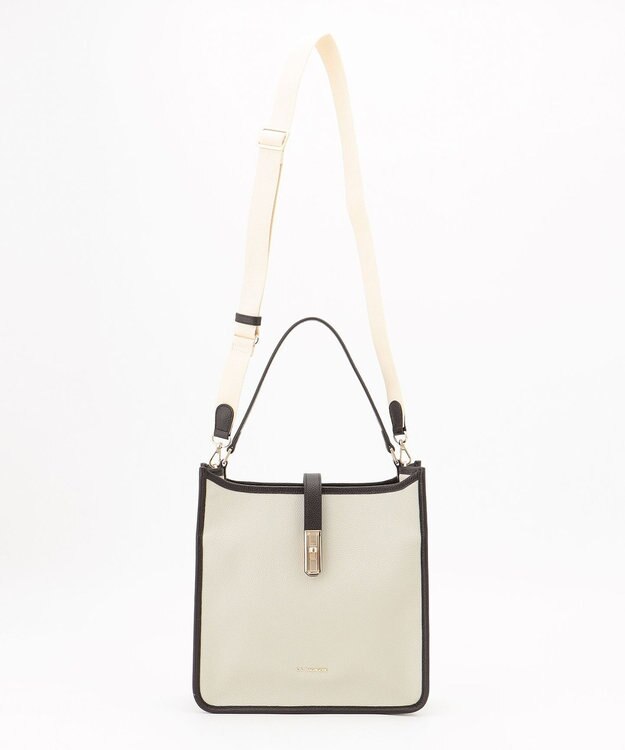 LA BAGAGERIE スクエアレザー2WAYショルダーバッグ アイボリー