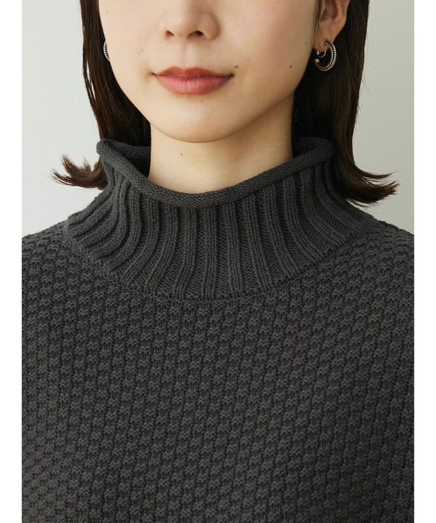 Green Parks 袖ラインカノコ編みニットプルオーバー Dark Gray