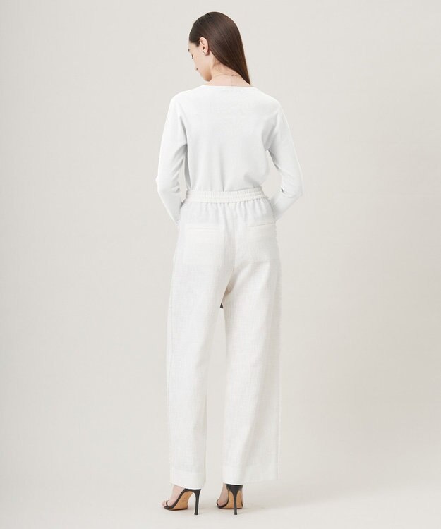 ICB 【洗える】 ライトスラブツイード ワイドパンツ オフホワイト系