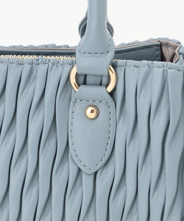 LA BAGAGERIE ランダムプリーツ2WAYハンドバッグ ライトブルー