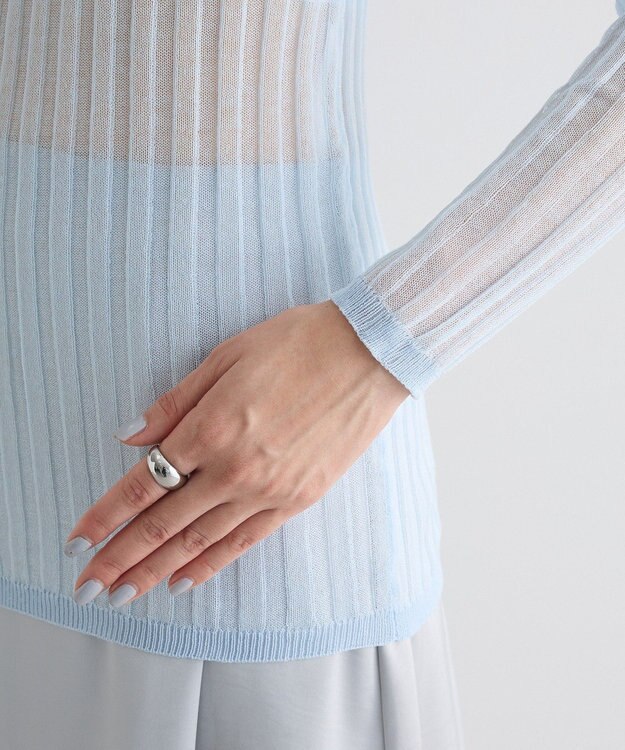 Green Parks シアーリブニット Sax