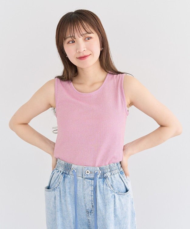 Green Parks ・Ｐｅｔｉｔ　Ｆｌｅｕｒ　ラメリブタンクトップ Pink