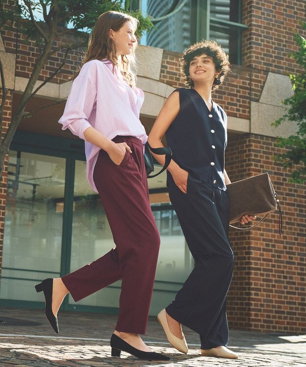 ANY 【6サイズ展開/ウエストゴム】イージーテーパードパンツ バーガンディ