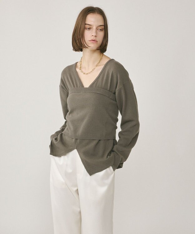 GRACE CONTINENTAL ウールベアニットトップ グレー