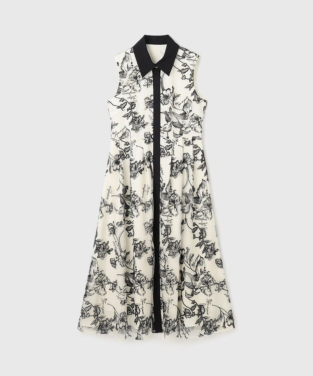 GRACE CONTINENTAL フラワー刺繍ボウタイドレス キナリ