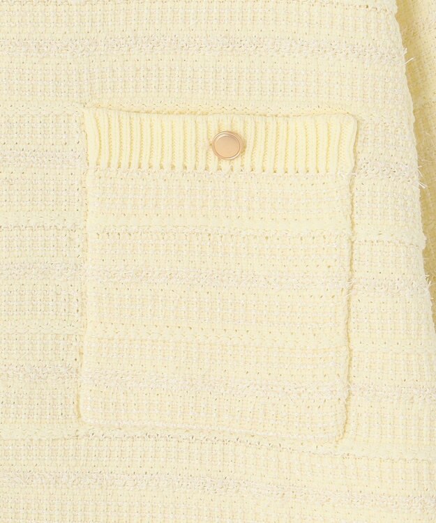 自由区 【WEB限定カラーあり・洗える】テクスチャーコットンブレンドニット アウター ライトイエロー