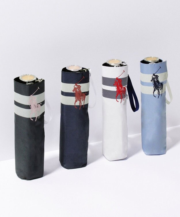 MOONBAT POLO RALPH LAUREN（ポロ ラルフローレン） 晴雨兼用日傘 ボーダー 遮光率100% 遮熱 UV 晴雨兼用 ブラック