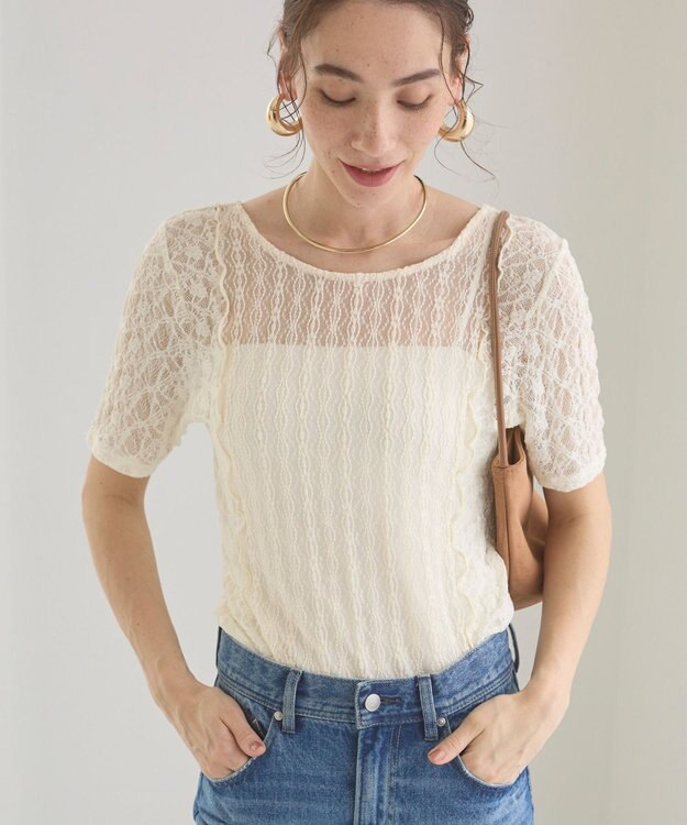 WEGO 【ANGIE VINTAGE】レースTシャツ ホワイトアイボリー