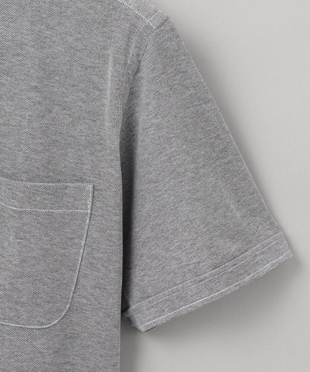 GOTAIRIKU 【吸汗速乾】クールマックス鹿の子 半袖ビズシャツ_ボタンダウン ライトグレー系