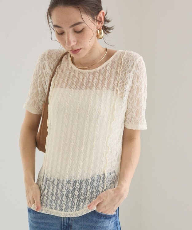 WEGO 【ANGIE VINTAGE】レースTシャツ ホワイトアイボリー