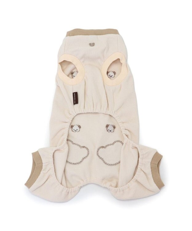 PET PARADISE ペットパラダイス くまちゃん刺繍  プレミアムペティヒート  ロンパース 小型犬 白～オフホワイト