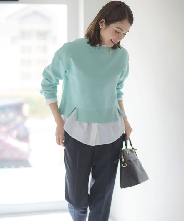 組曲 スウェットライクニットプルオーバー ミント系