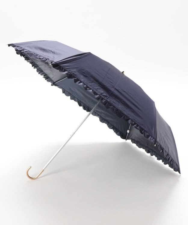 UNBILLION cache nez / 【晴雨兼用】【日傘】フリル 折りたたみ 日傘 ネイビー