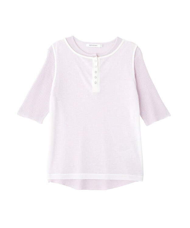 AMERICAN HOLIC 【2点セット】シアーリブヘンリーネックニット＋タンクトップ Purple