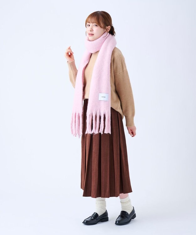 MOONBAT 【美人百花2月号/CanCam/andGIRL掲載】洗える ボリュームマフラー ソフトプレーン 幅40cm ペールピンク