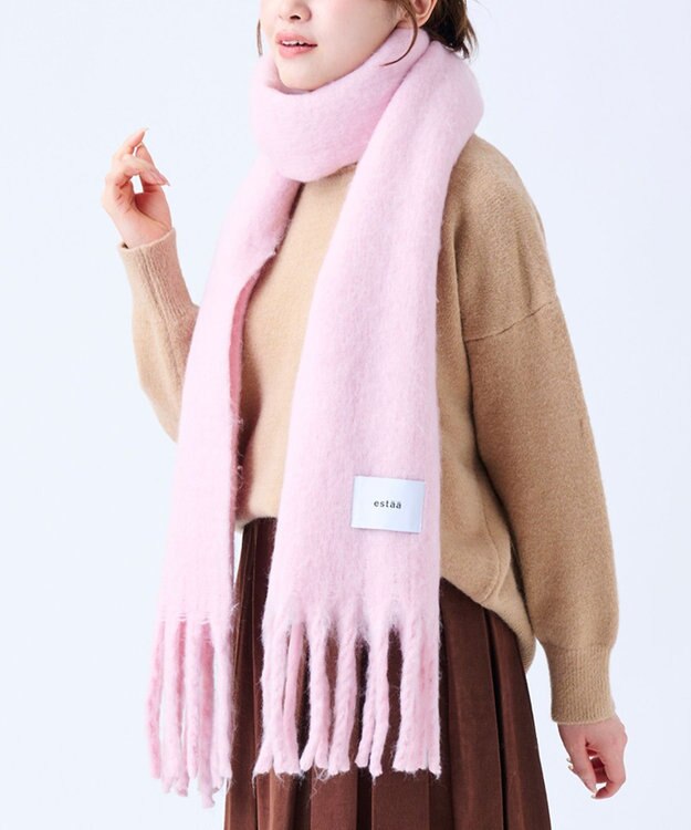 MOONBAT 【美人百花2月号/CanCam/andGIRL掲載】洗える ボリュームマフラー ソフトプレーン 幅40cm ペールピンク