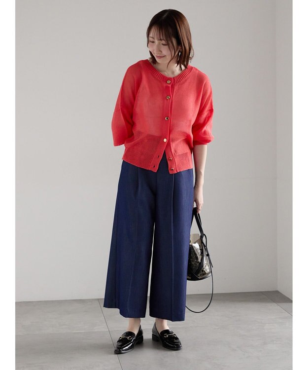 Te chichi 【WEB限定カラーあり】ペーパータッチヤーン2wayメッシュニット レッド