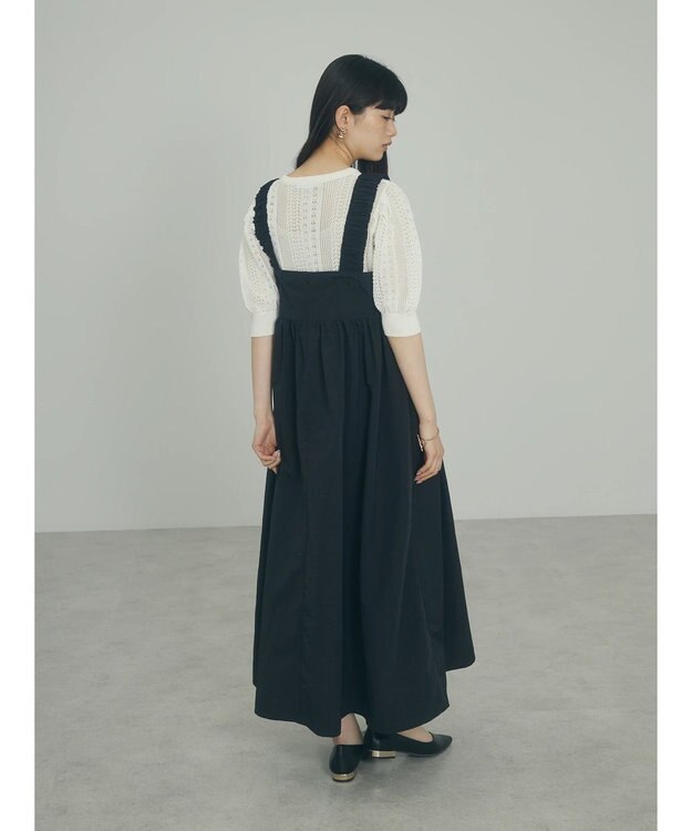 Green Parks ａ．肩ひもギャザーノースリワンピース Black