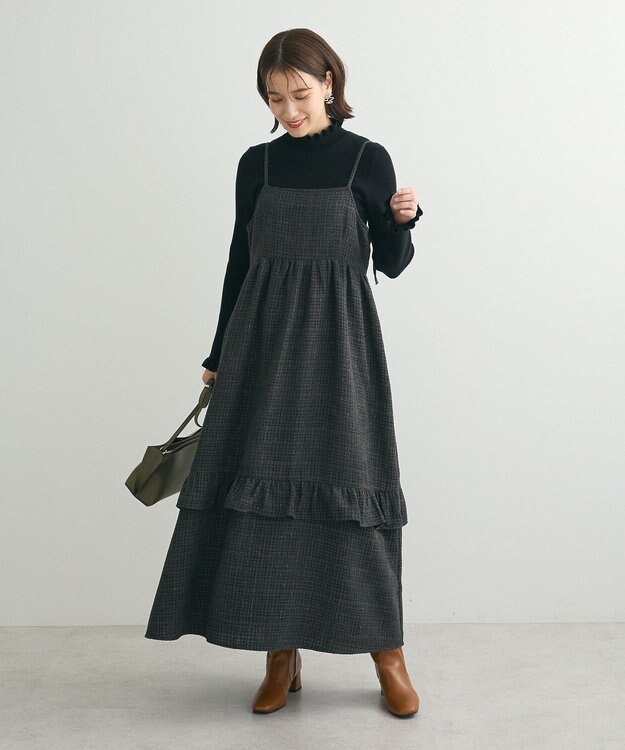 Green Parks ・ＥＬＥＮＣＡＲＥ　ＤＵＥ　ツィードキャミワンピース Black