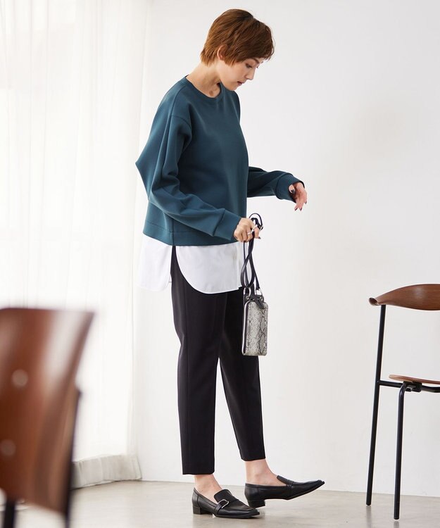 ICB 【洗える】ウール2WAYストレッチ テーパードパンツ ブラック系