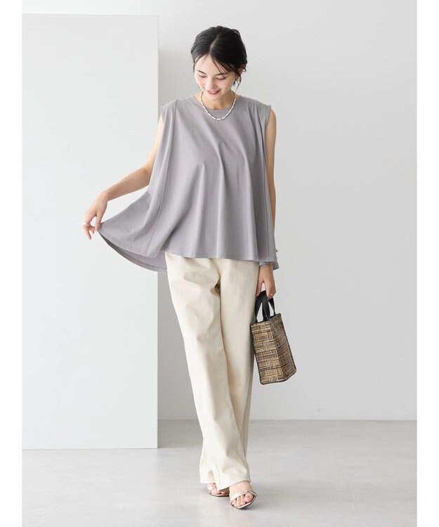 AMERICAN HOLIC 接触冷感バックフレアノースリーブプルオーバー Gray