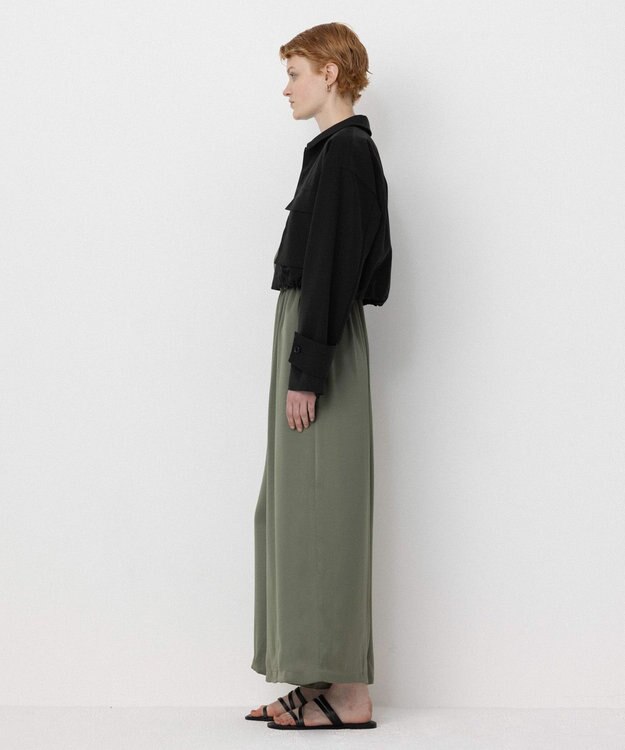 NAVE 【Nave・洗える】ヴィンテージサテン オールインワン カーキ系