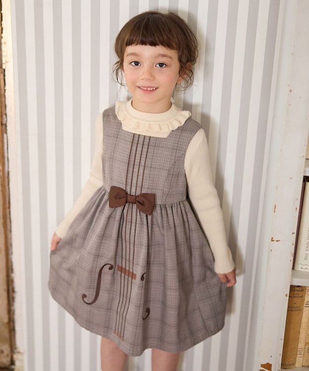 ANY KIDS メロディジャンパースカート ブラウン×チェック