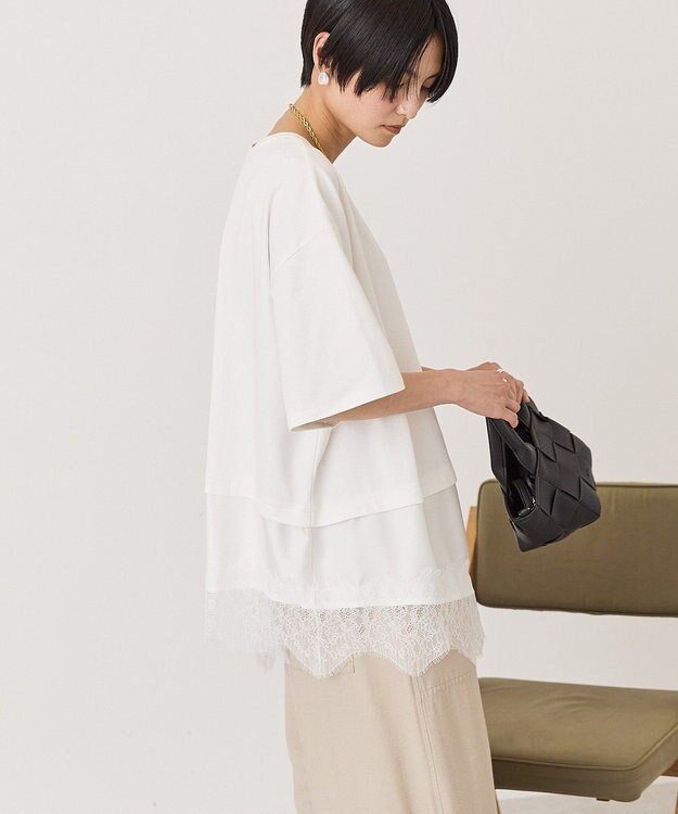 AMERICAN HOLIC レースドッキングＴシャツ Off White