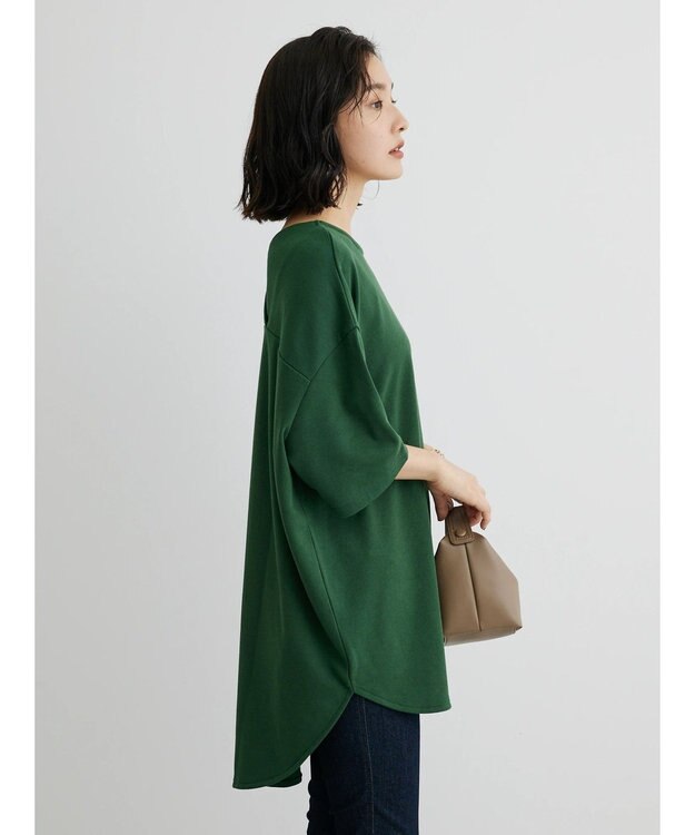 Green Parks ミニ裏毛バックカシュクール半袖チュニック Green