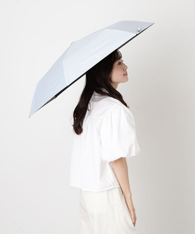MOONBAT 【WEB限定/ 遮光率100％/遮熱/UV】POLO RALPH LAUREN（ポロ ラルフローレン）晴雨兼用日傘 ワンポイント ポロポニー シャンブレー 無地 折りたたみ傘 グレー