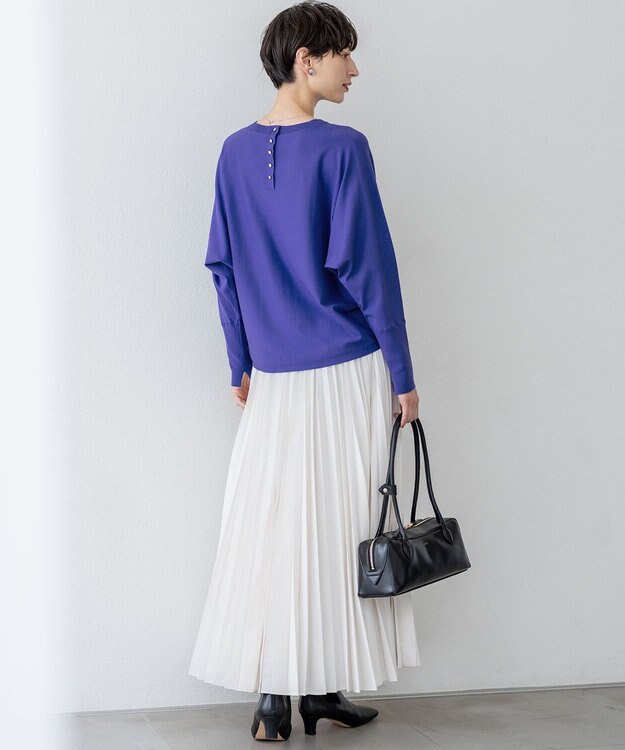 23区 【洗える/吊り干しOK】ヴィスコースストレッチ ドルマンスリーブ ニット ブルー系