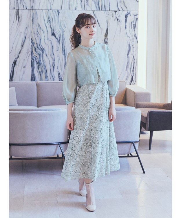 earth music&ecology ＳＥＴ２点　シアーブラウス＋レースキャミワンピース Mint