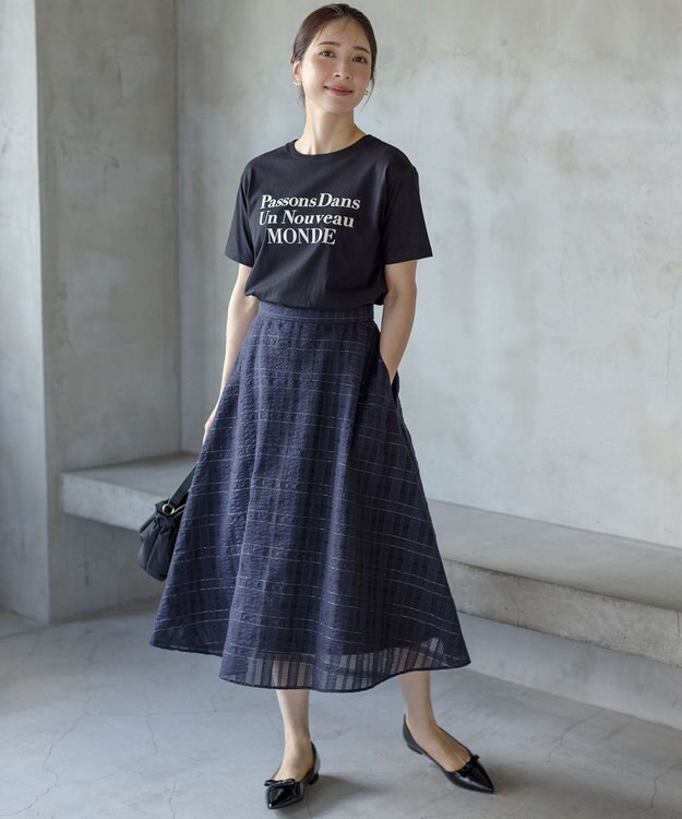 組曲 S 【綿100％】フロッキープリント Ｔシャツ ブラック系