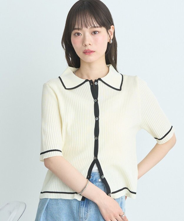 earth music&ecology 【予約】リブニットカーディガン アイボリー