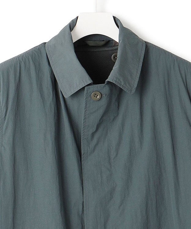 J.PRESS YORK STREET 【UNISEX】ナイロンワッシャーステンカラーコート スモーキーグリーン系