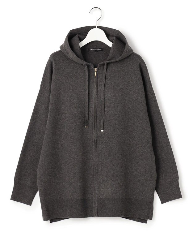 23区 L 【Lサイズ限定/洗える】ヴィスコースストレッチ ニット パーカー グレー系