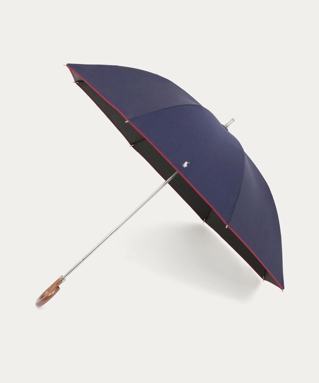 MOONBAT 【WEB限定/遮光率100%/遮熱/UV】POLO RALPH LAUREN（ポロ ラルフローレン）晴雨兼用日傘 無地 オーバーロック刺繍 長傘 ディープブルー