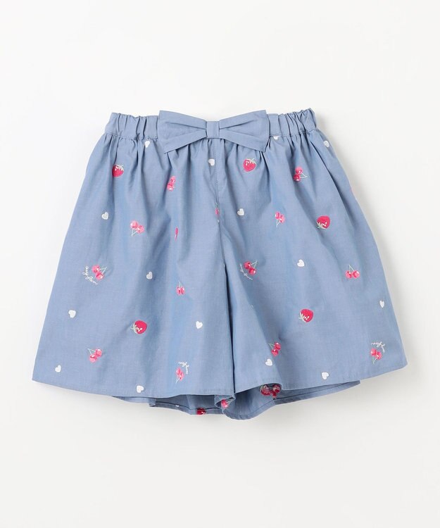 ANY KIDS 総柄刺繍 キュロット ブルー