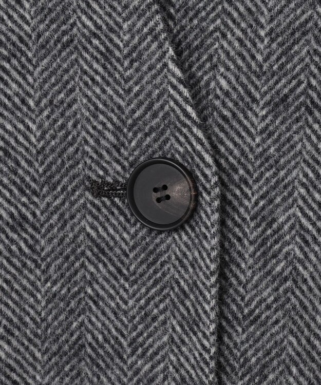 ICB WoolRever ノーカラーショートコート ヘリンボーン系